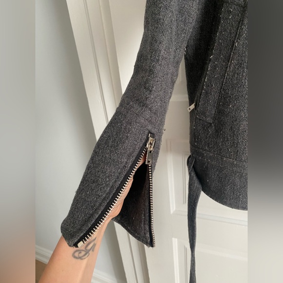 Grey Wool Blend Shearling Collar Jacket size FR 36 - Picture 8 of 8